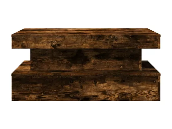Table basse avec lumières LED chêne fumé 90x50x40 cm