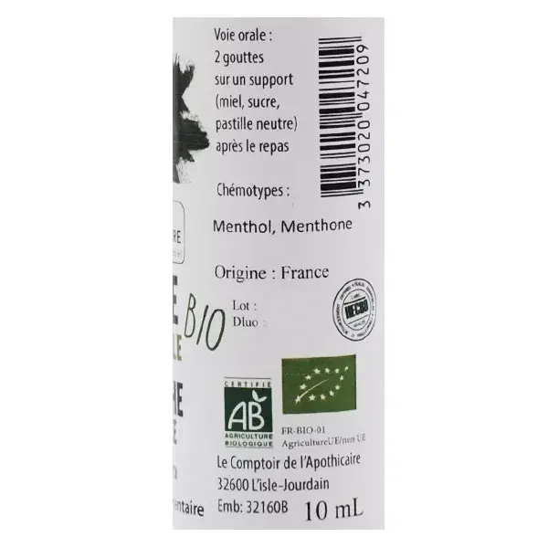 Le Comptoir de l'Apothicaire Óleo Essencial de Hortelã-Pimenta Orgânico 10ml