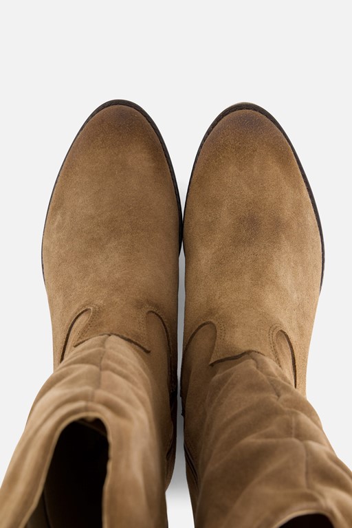 Aqa Hoge plooi laarzen taupe Suede