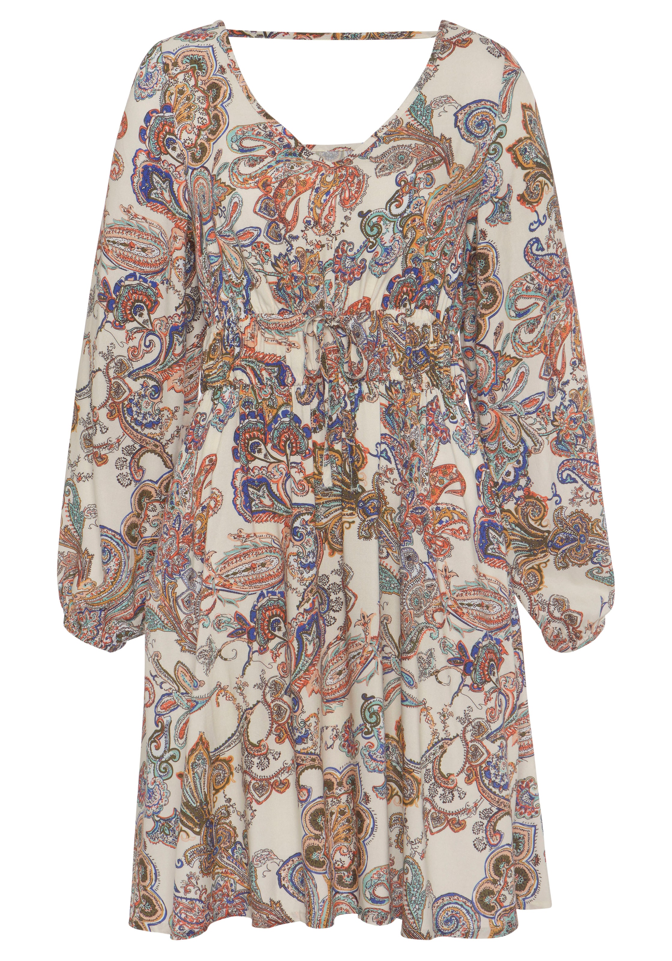Vivance Druckkleid Seitennahttaschen mit Paisleydruck und Taschen, langärmliges Sommerkleid, Freizeitkleid