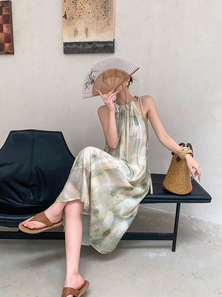 LINSI - Halter Tie Dye Midi Sundress