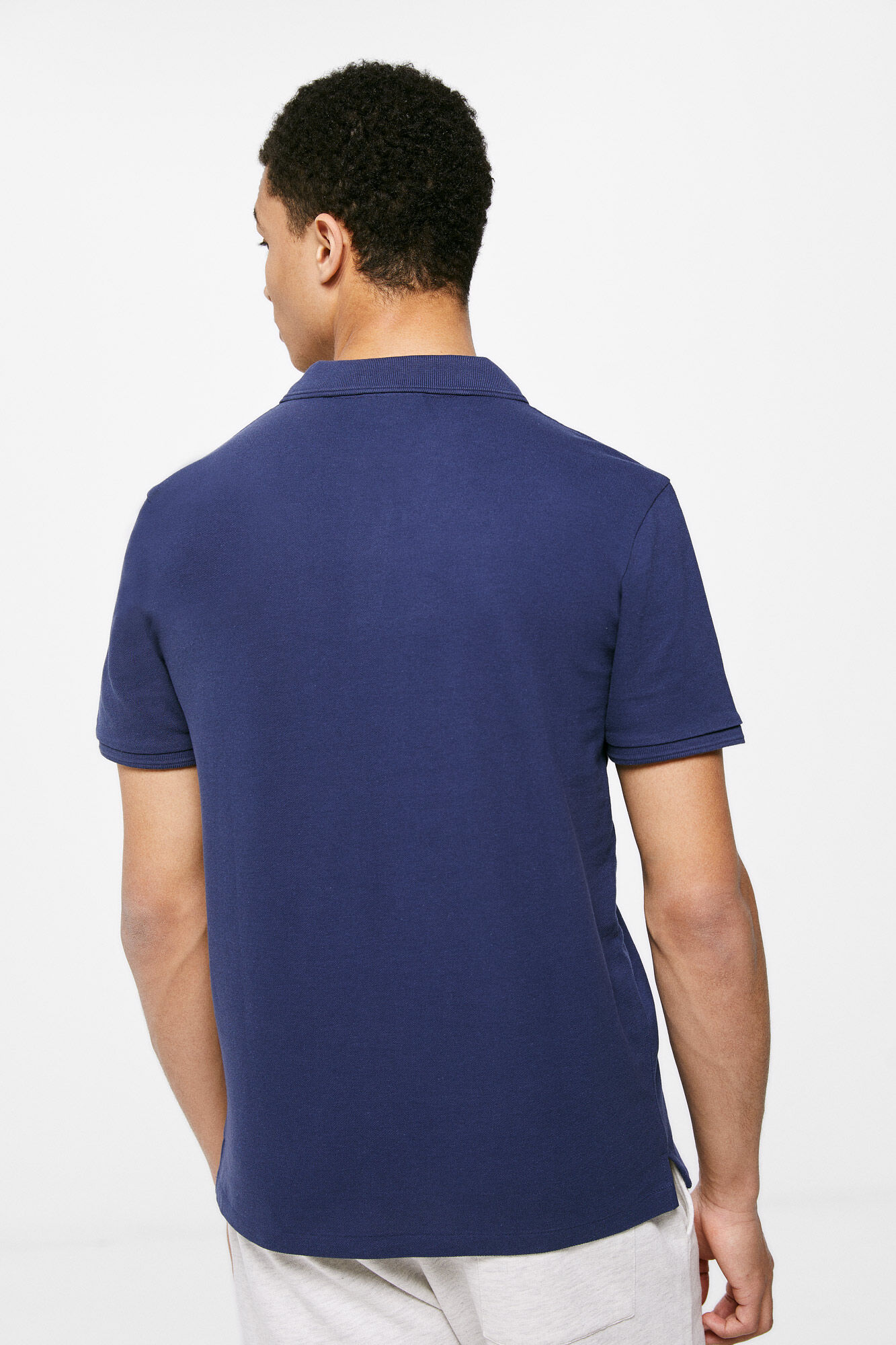 Polo piqué básico slim - azul médio