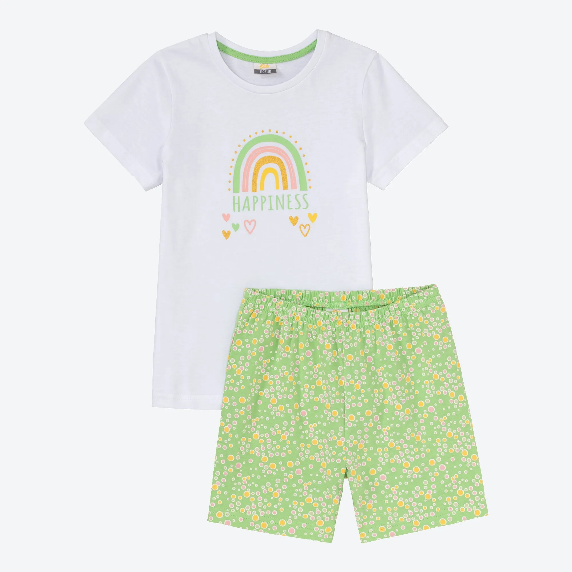 Mädchen-Shorty mit Regenbogen-Frontaufdruck, 2-teilig