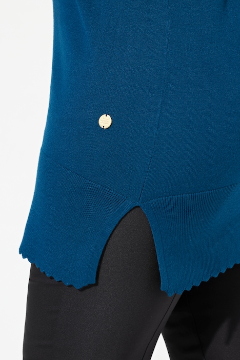 Pullover, Muschelsaum, Stehkragen, Langarm