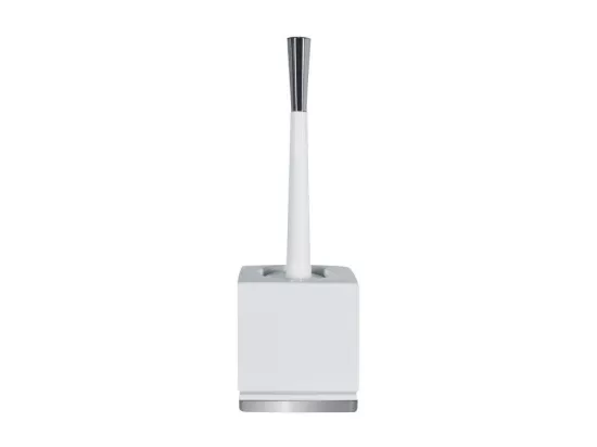 Brosse Wc avec support Porcelaine ROMA Blanc & Argent Spirella