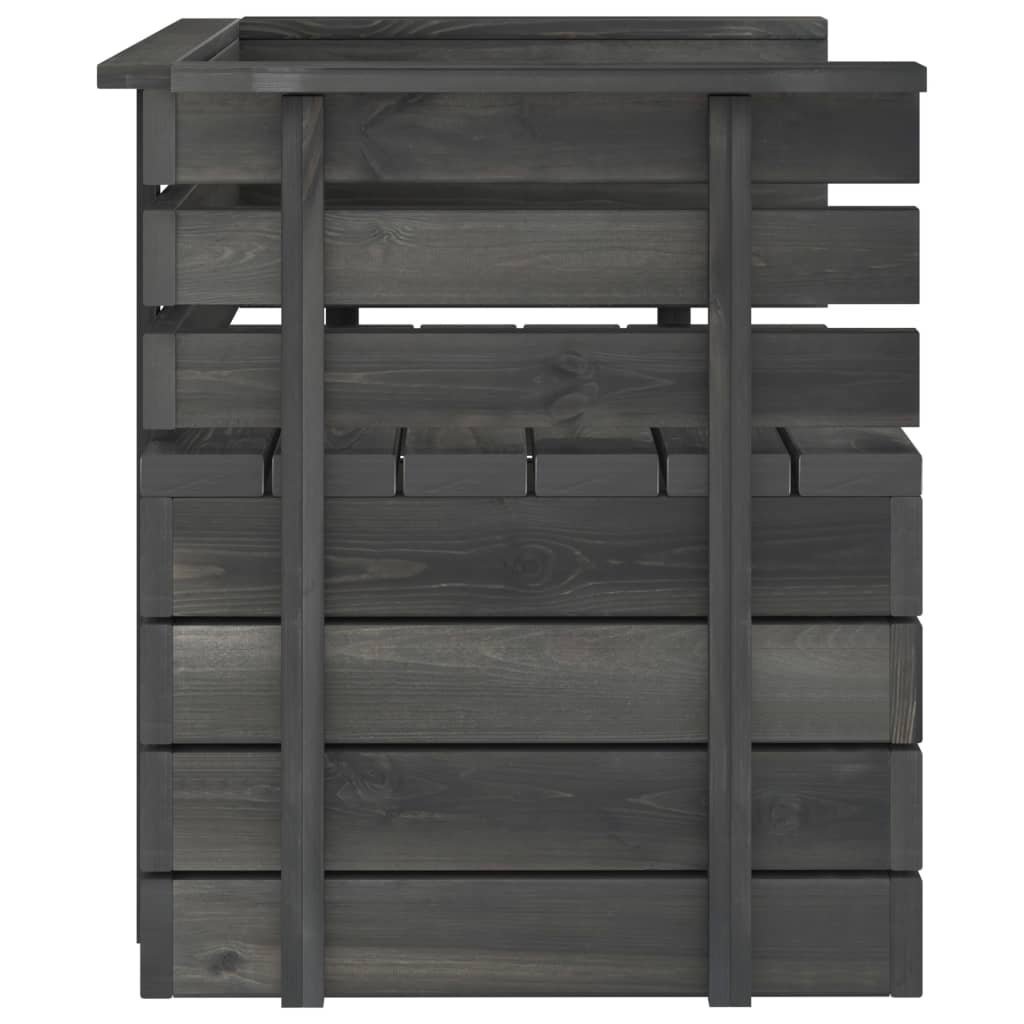 Salon de jardin palette meuble d'extérieur ensemble de mobilier 7 pièces bois de pin massif gris foncé