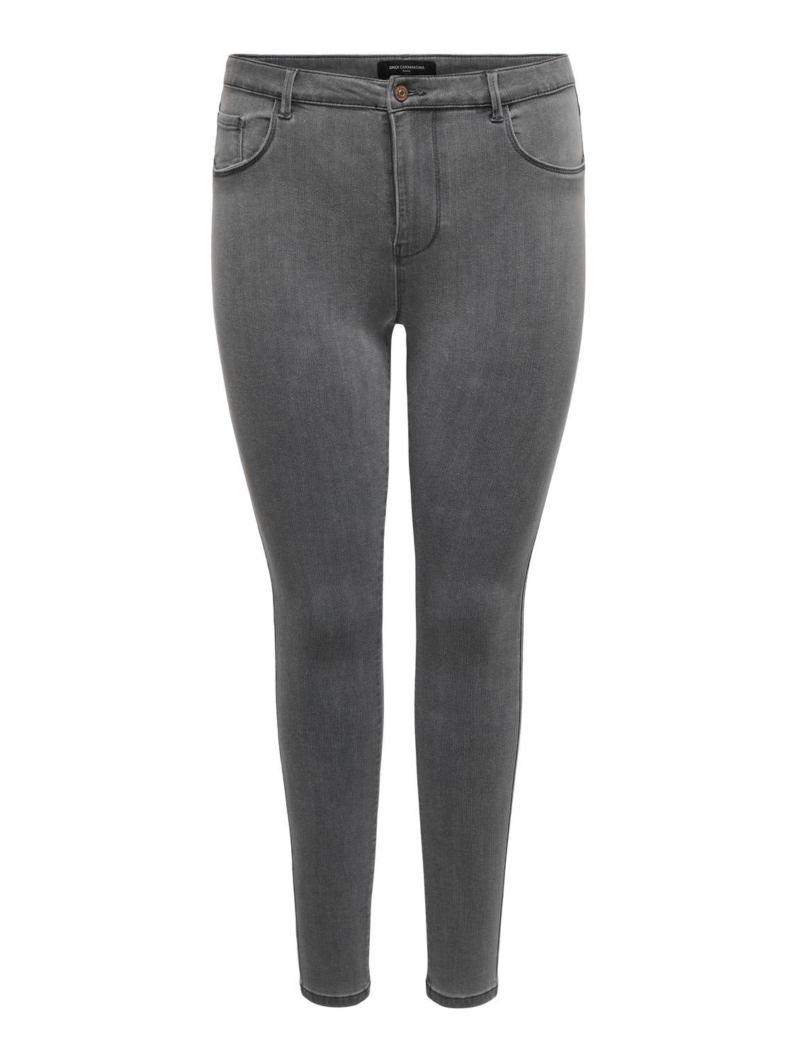 CARTHUNDER Hohe Taille Skinny Fit Jeans Medium Grey Denim