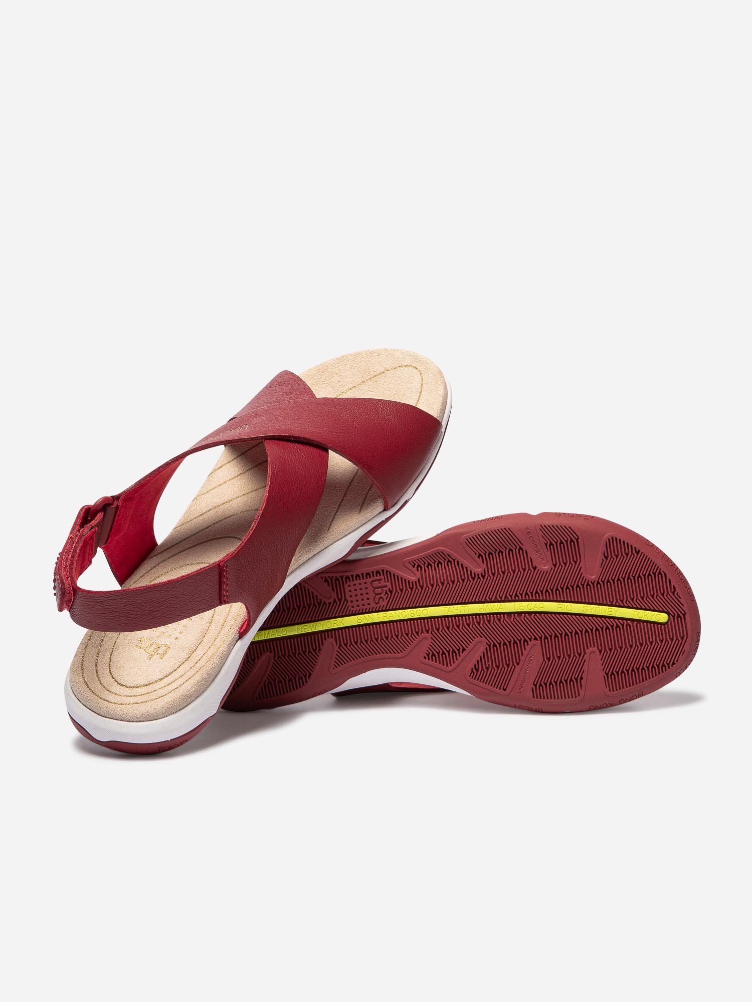 Sandales Femme Semelle Technique Cuir Rouge
