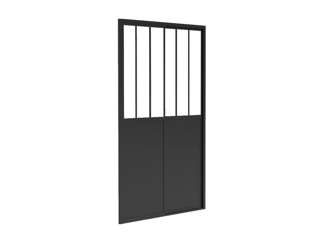 Porte de douche coulissante noir mat style atelier - 140 x 195 cm - URBANIK