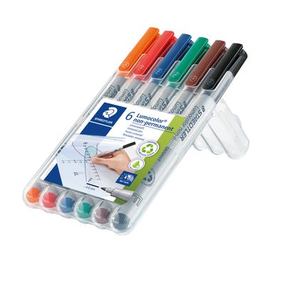 STAEDTLER LUMOCOLOR 316 - Pack de 6 marqueurs non permanents - pointe fine - couleurs assorties