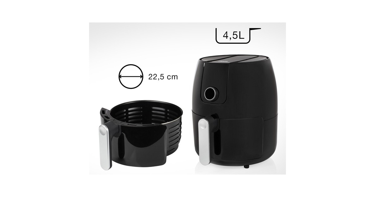 Princess182025 Aerofryer XXL heteluchtfriteuse  (Zwart/zilver, 4,5 liter)