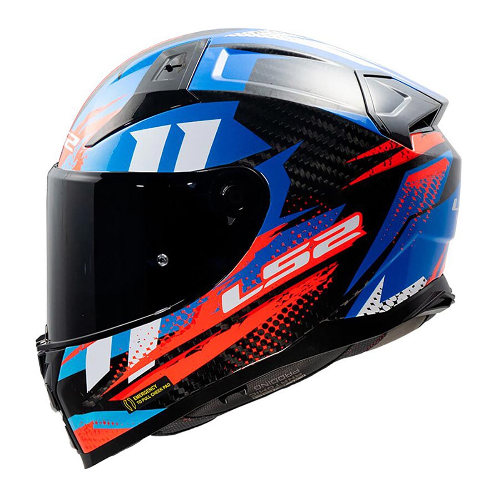 LS2 - Casque FF811 Vector II Carbon Tantic Bleu / Rouge / Blanc / Noir / Brillant
