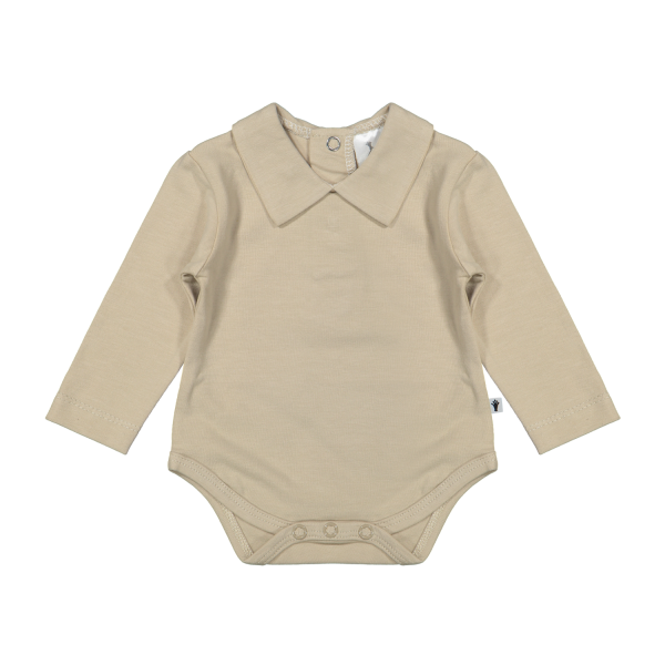 Klein Baby Oxford Tan Romper Met Kraag - Lange Mouw - Mt. 50 - Beige