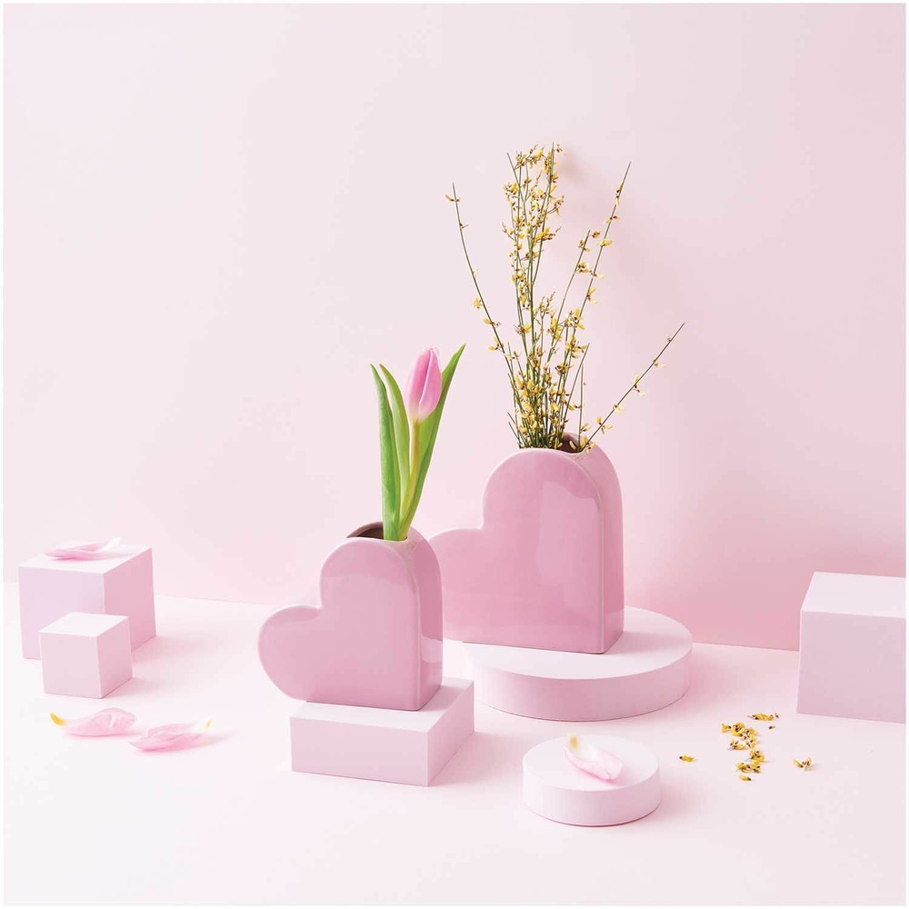 Vase en céramique coeur rose 16 cm