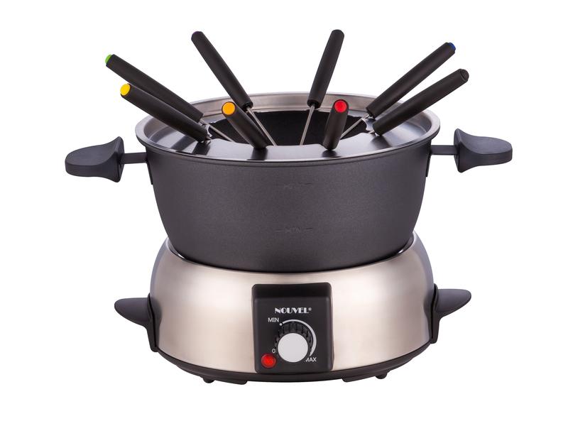 Nouvel Fleischfondue-Set Shine 10 Teile, Schwarz Elektro-Fondue-Set für Gemüse und Fleisch