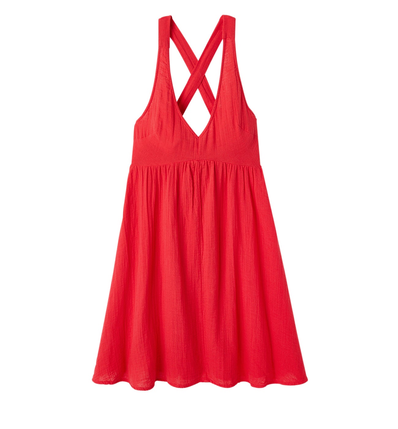 Robe dos nu en gaze de coton - Groseille
