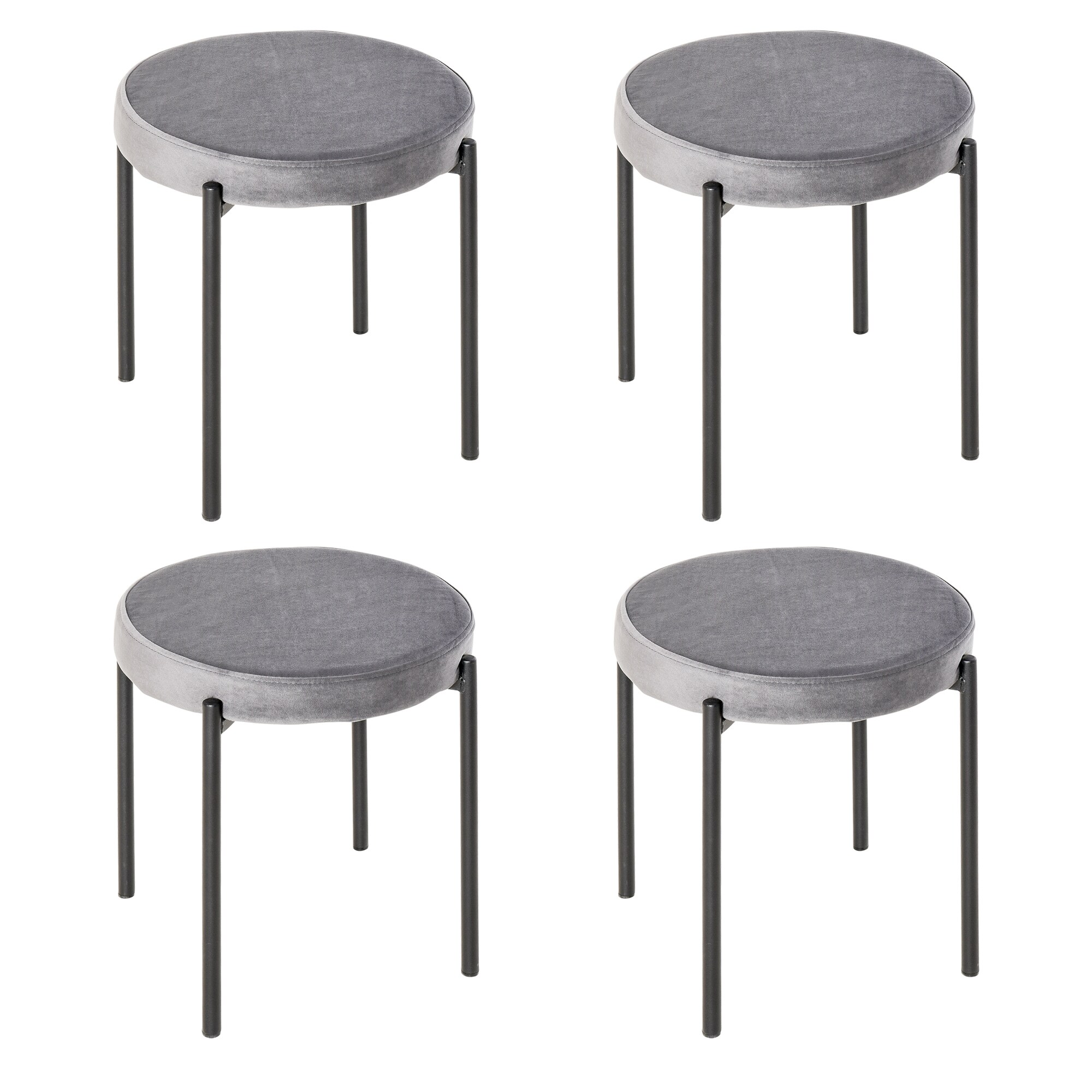 HOMCOM Hocker 4-teiliges Set mit Samtüberzug 41,5 x 41,5 x 46 cm (LxBxH)