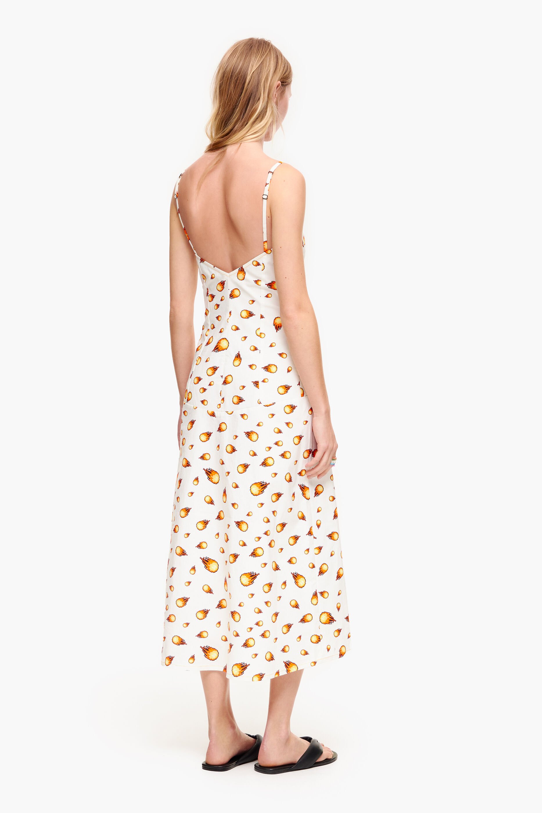 Vestido longo com estampa White Fire
