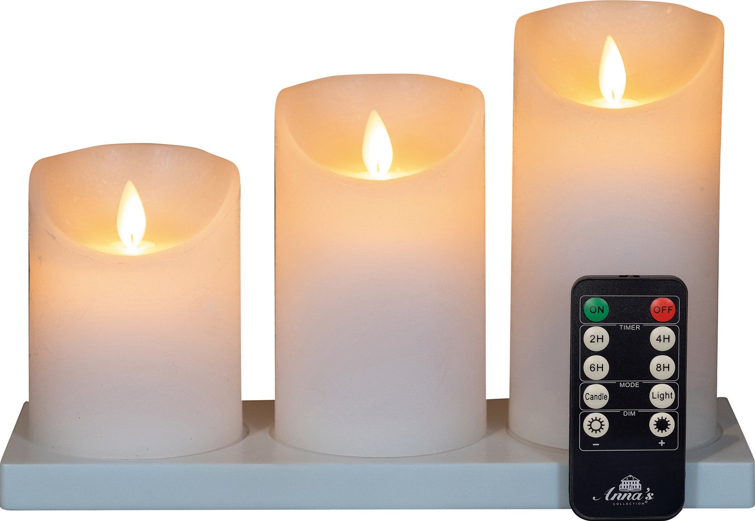 Anna's Collection LED stompkaars oplaadbaar wit met afstandsbediening D 11 H 19,5 cm 3 stuks