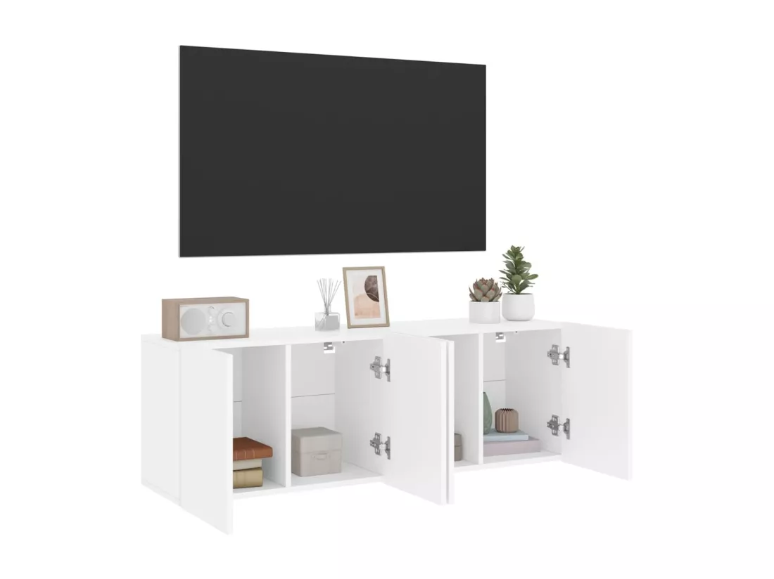 Meubles TV muraux 2 pcs blanc 60x30x41 cm