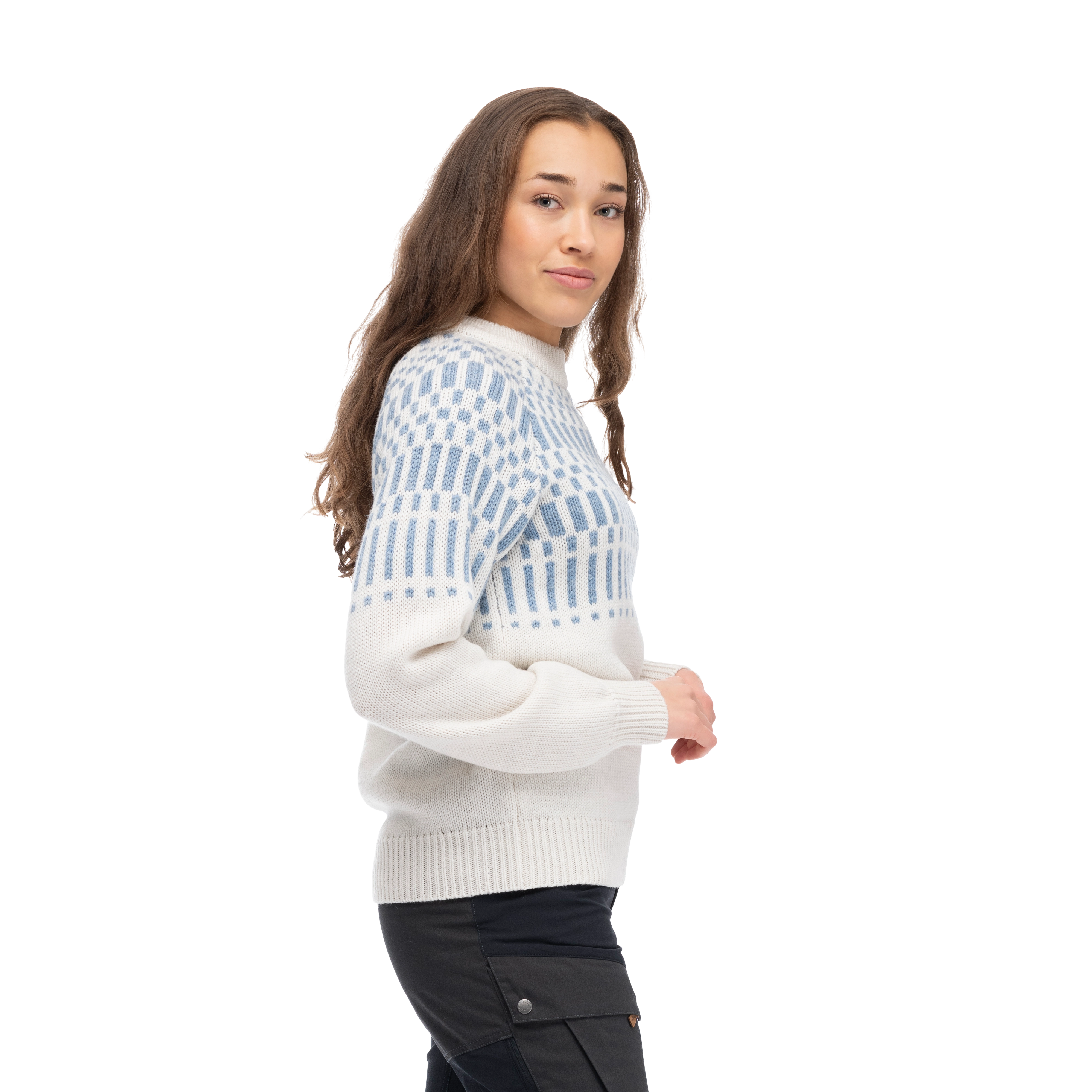 Nordmarka Merino Jumper Women Vanilla White / Husky Blue