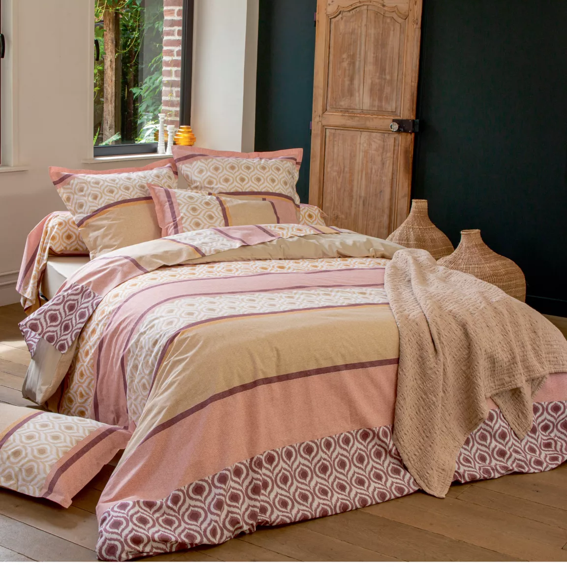 Taie d'oreiller rectangulaire coton (50 x 70 cm) Inouk Rose