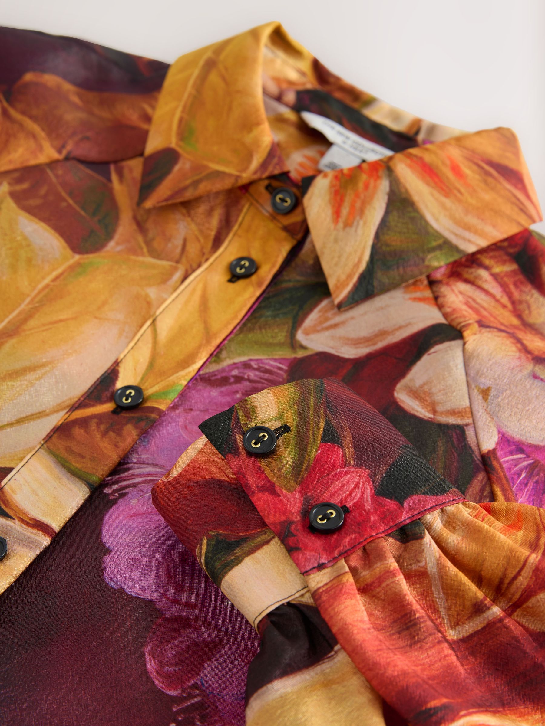 Kew Collection roze/paarse bloemenprint - Overhemd met lange mouwen en knoopsluiting