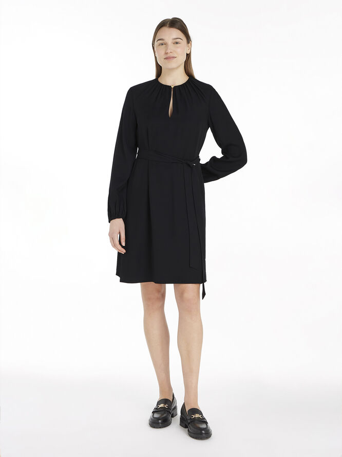 Tommy Hilfiger FLUID VIS GATHERED BELTED DRESS Black