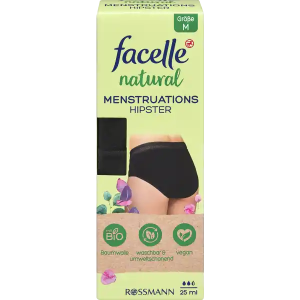 Menstruationsunterwäsche Hipster, schwarz, 1 Stück