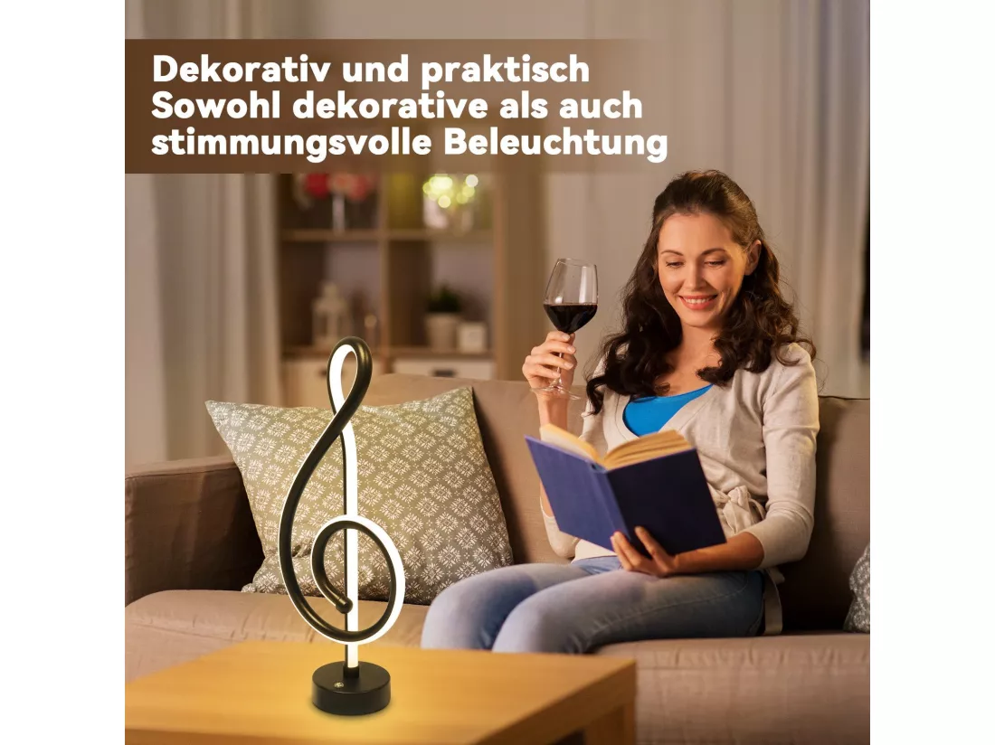 NETTLIFE Lampe de table LED sans fil tactile dimmable batterie noire avec USB rechargeable tactile dimmable