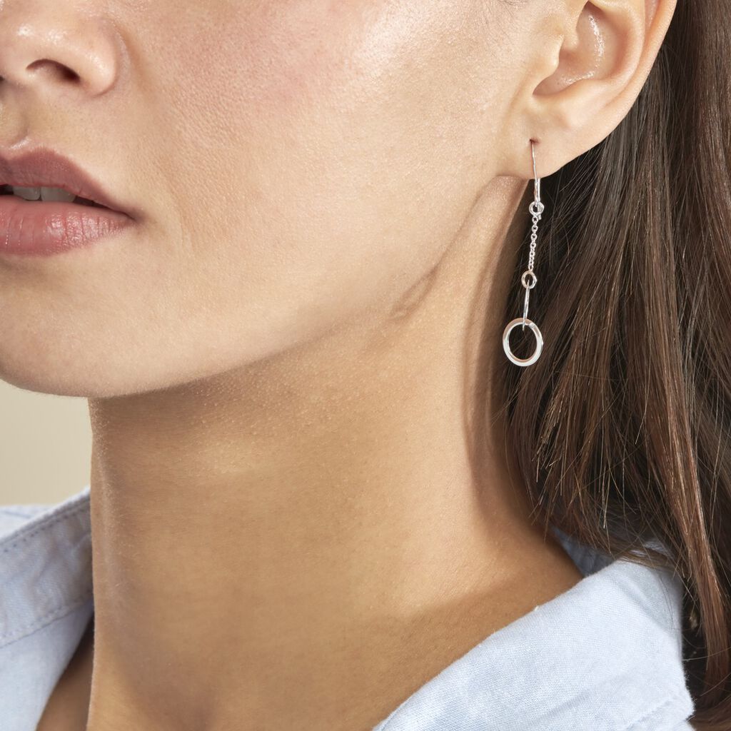 Boucles D'oreilles Pendantes Toi Et Moi Argent Blanc