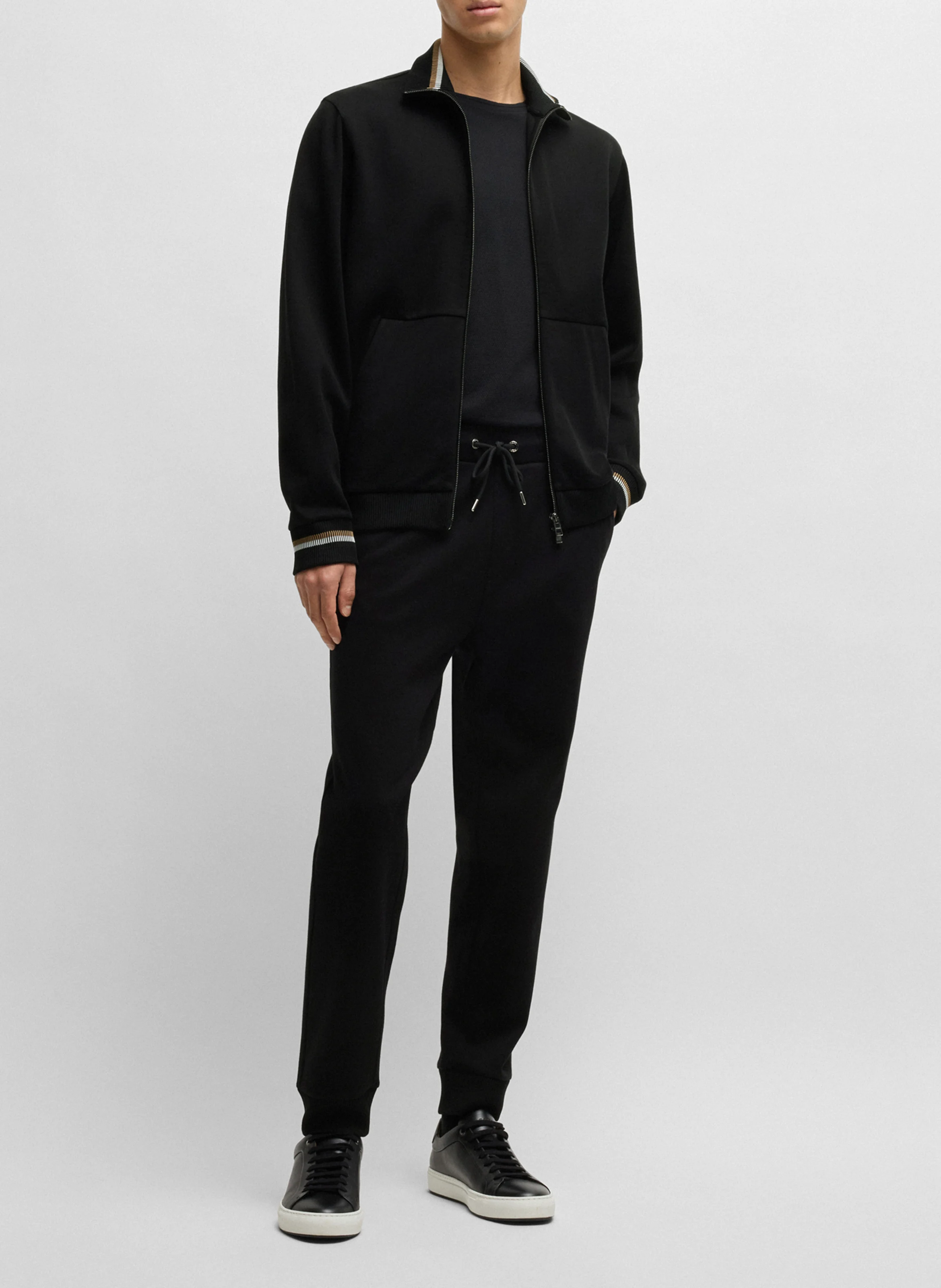 Jogging slim avec cordons| Noir