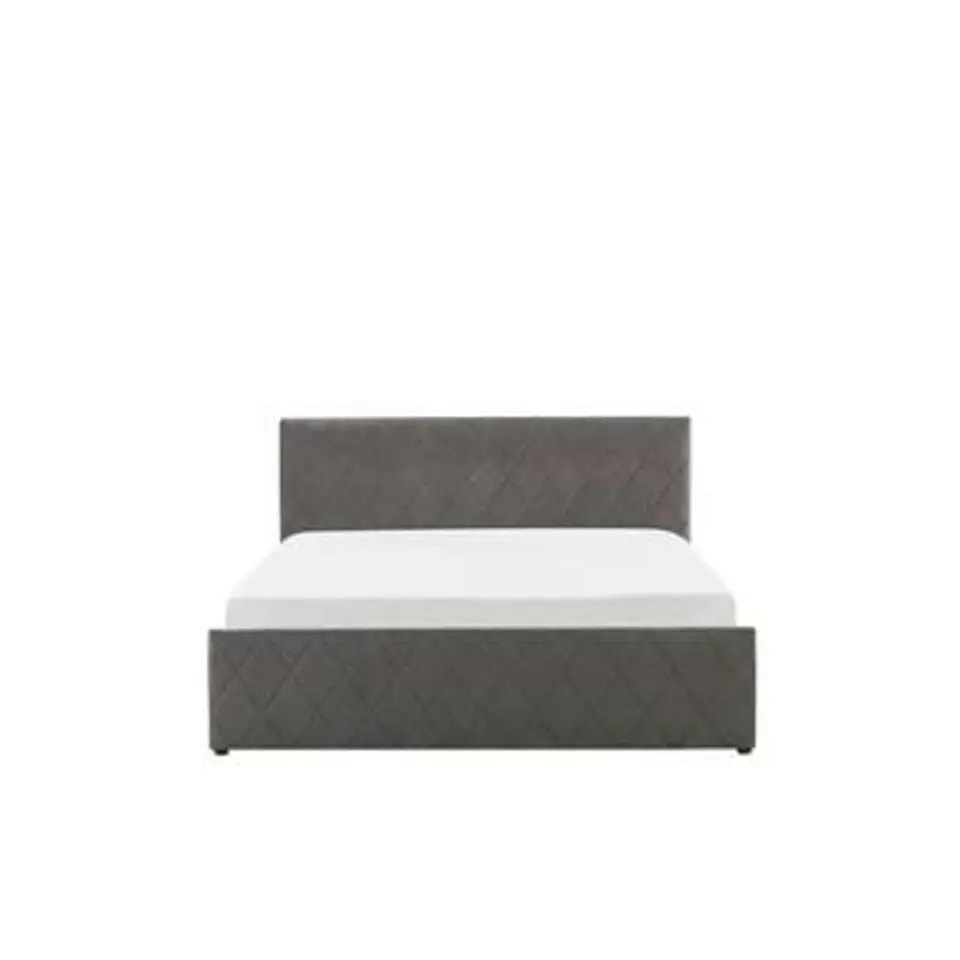 ROCHEFORT - Bed met opbergruimte - Grijs - 160 x 200 cm - Fluweel