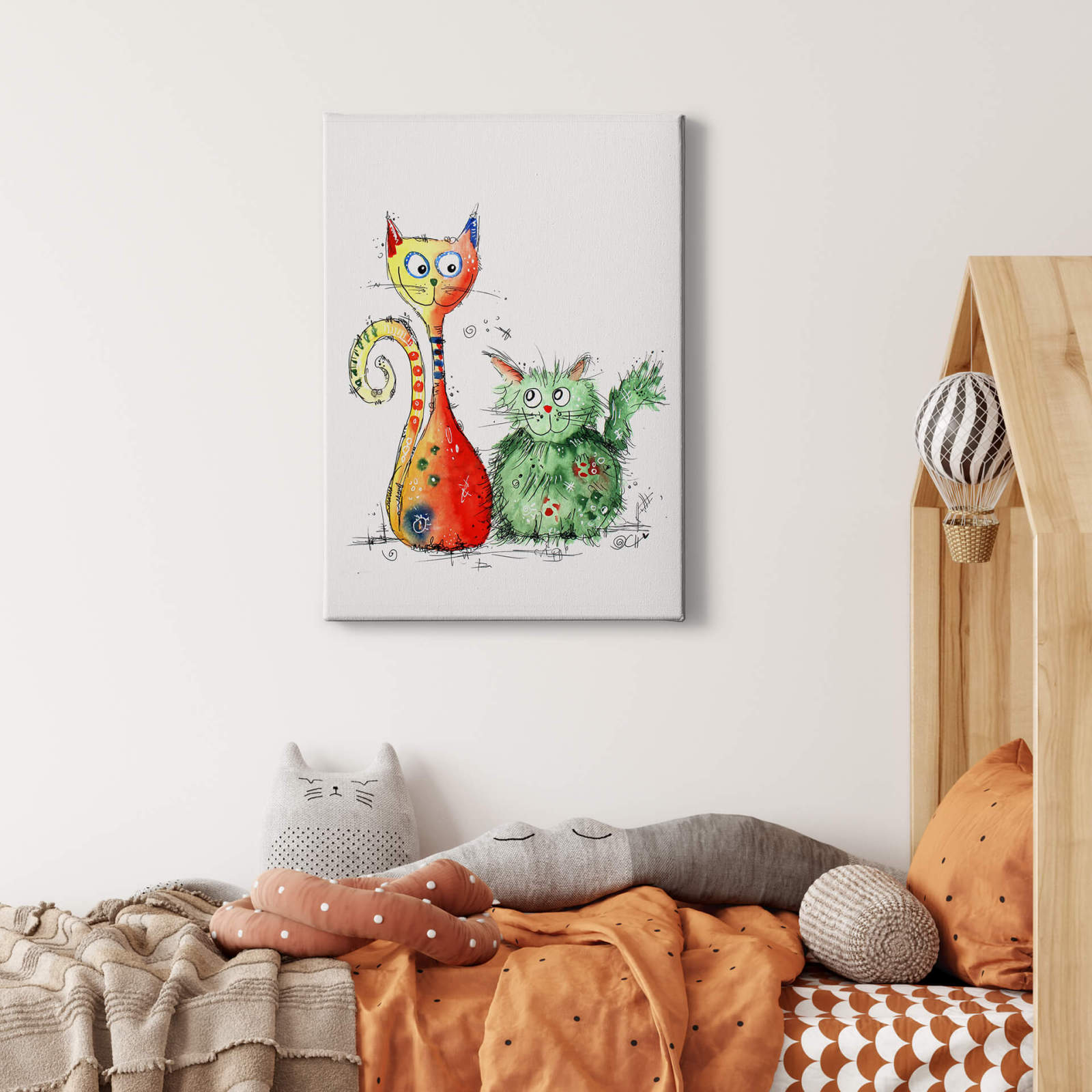 Leinwandbild BESTE FREUNDE - grün-rot - 50x70 cm