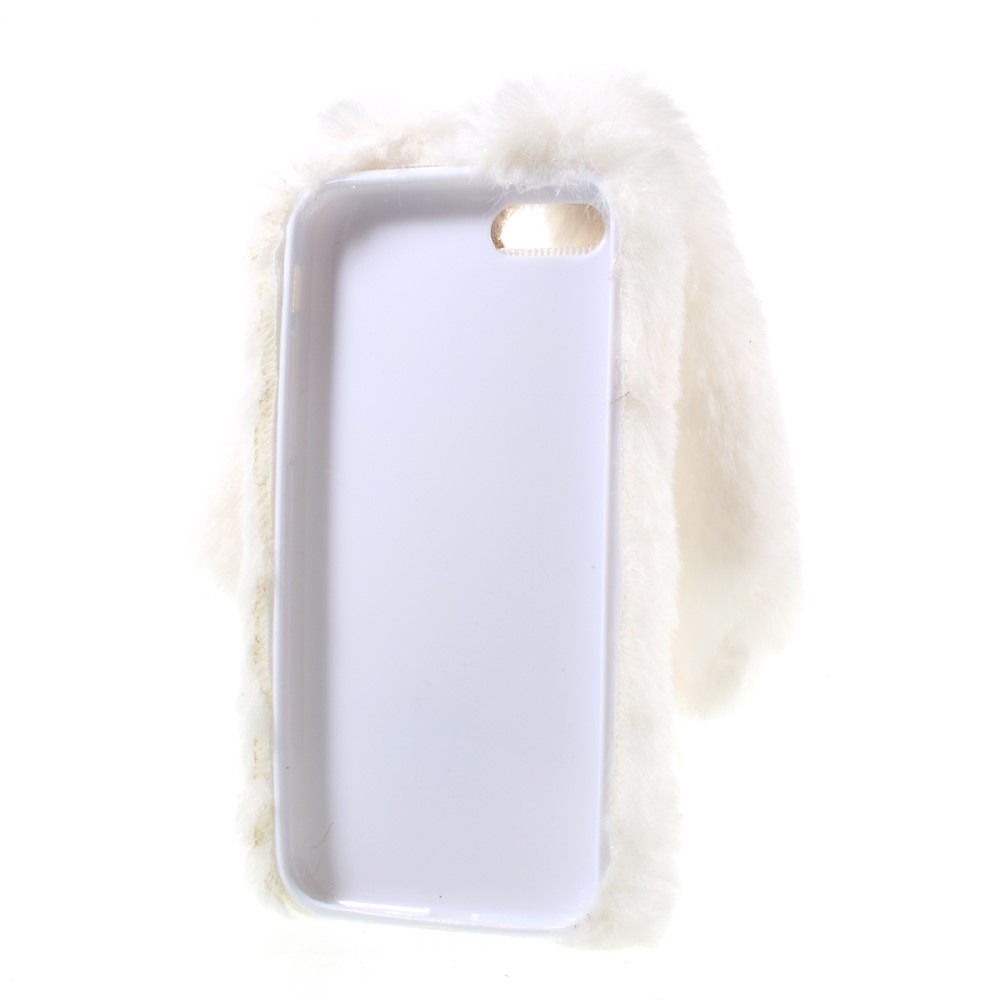 iPhone SE (2022/2020) / 8 / 7 3D Gummi Plüsch Case Hülle Bunny mit Flauschigen Hasenohren - Weiss