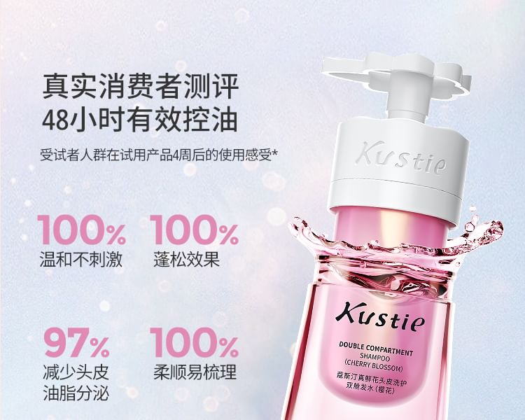 Kustie - Gladmakende en herstellende shampoo met twee compartimenten