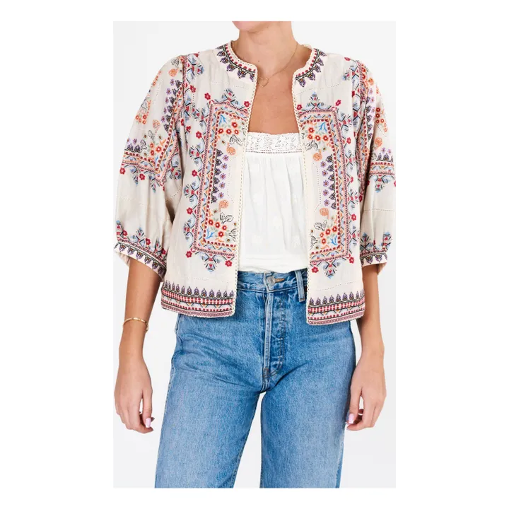 M.A.B.E. Veste Imprimée Eden | Rouge chiné - Ecru