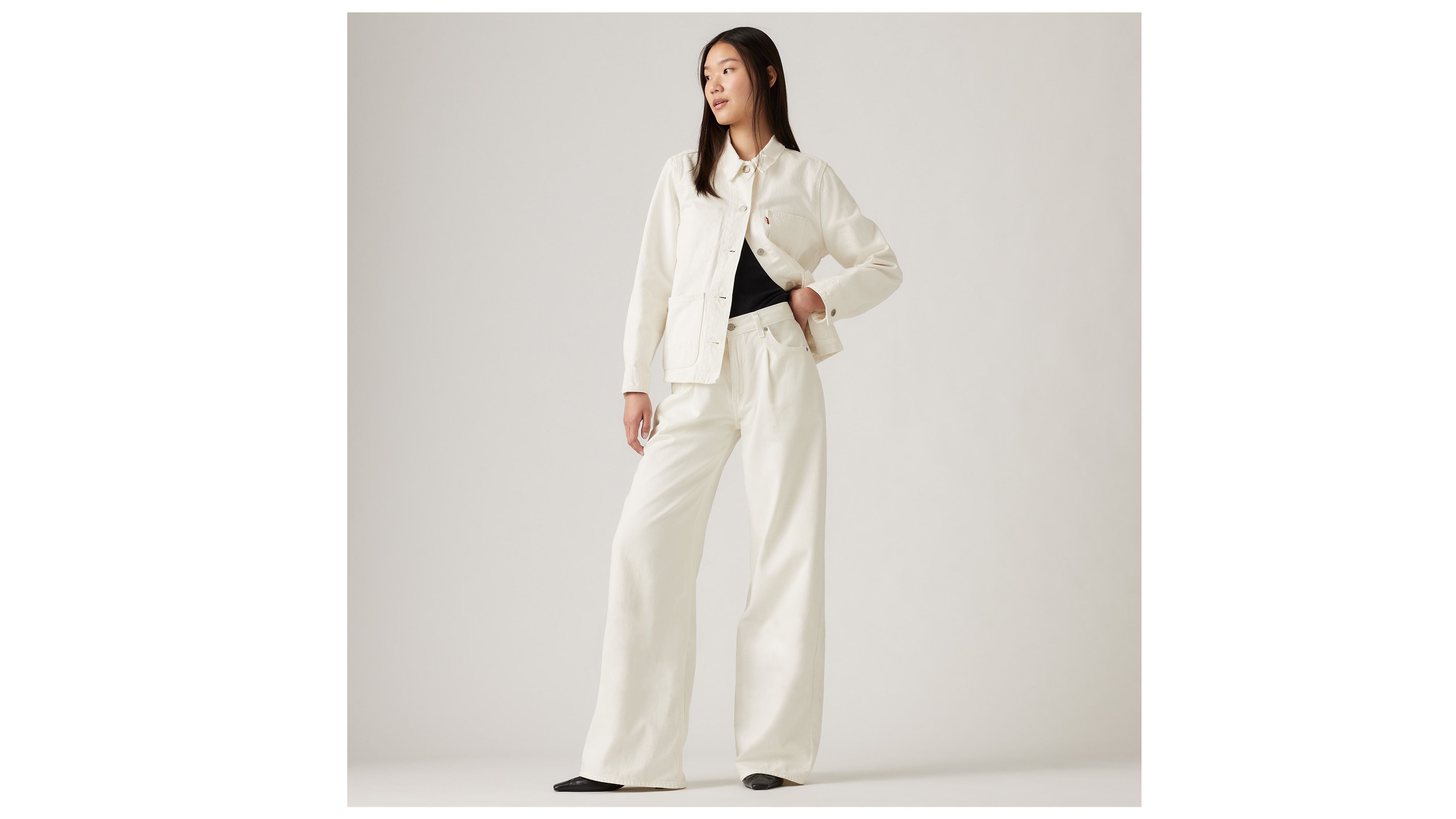 Jean Baggy Dad Wide Leg Lightweight - Serenity Now - Blanc