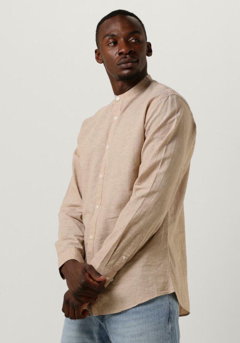 SELECTED HOMME beige selected homme casual overhemd slhslimnew-linen shirt ls band w