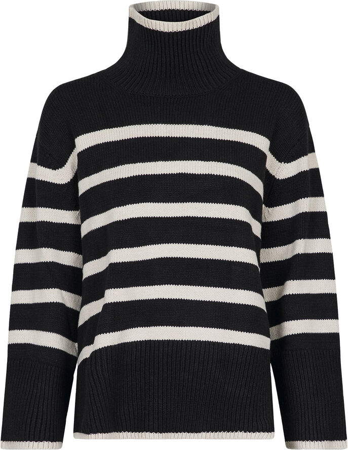 Neo Noir Fanning Stripe Knit Blouse Black