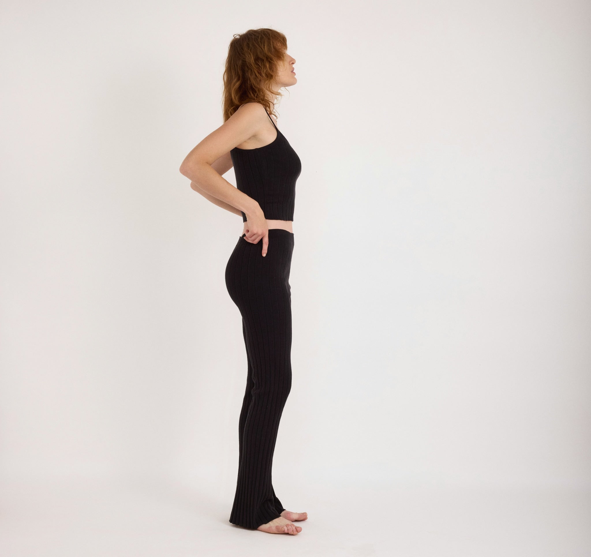 COTTON<br>Soft Knit Rib Flare Pants