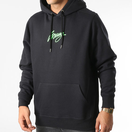 Sweat Capuche Walk Noir Vert Fluo