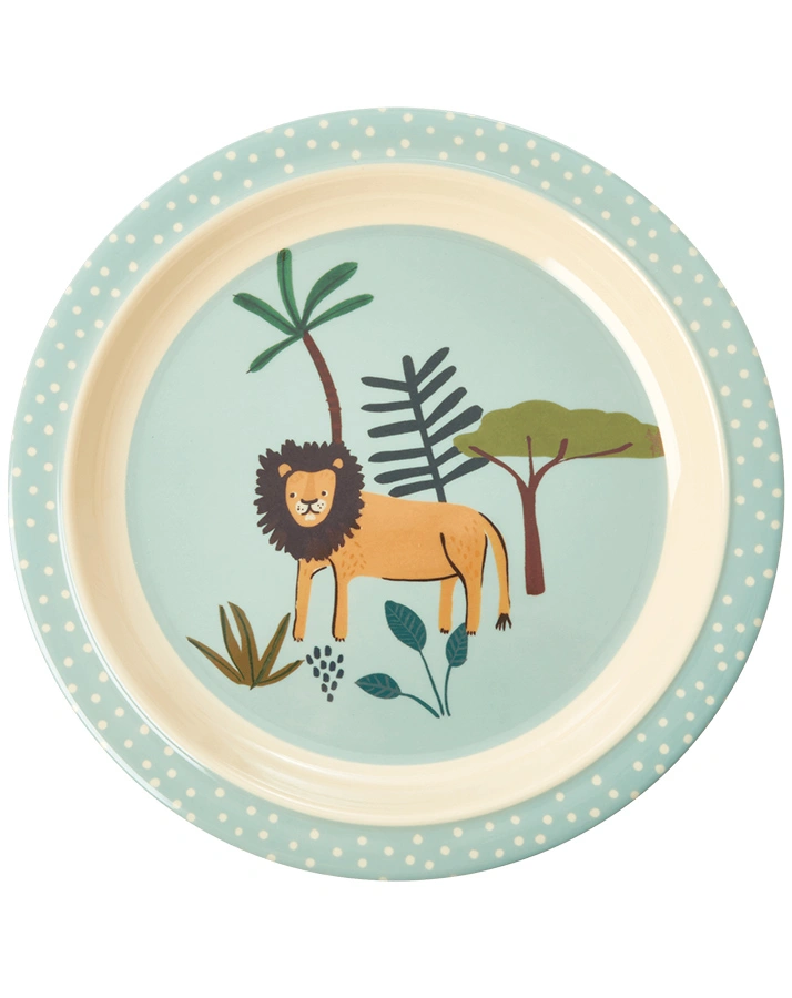 Melamin-Kinderteller JUNGLE ANIMALS in hellblau