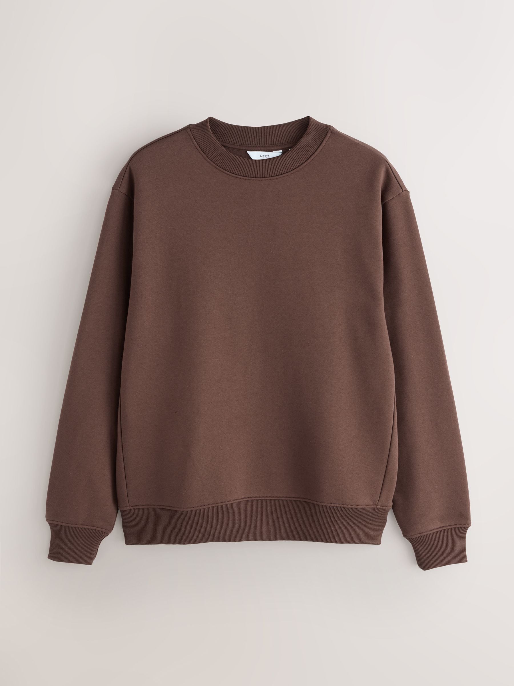 Kastanjebruin - Normale Pasvorm - Dik sweatshirt met ronde hals en hoog katoengehalte
