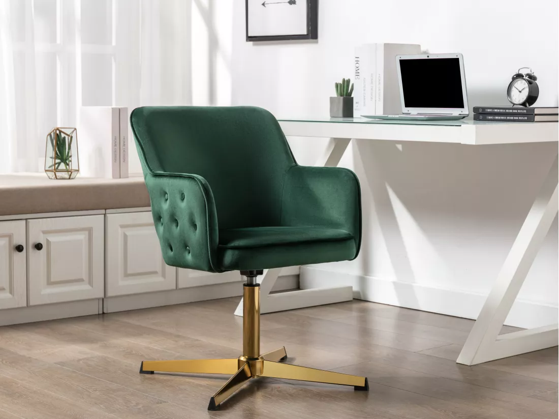 Chaise de bureau - Velours - Vert et doré - CAPULI de Pascal Morabito