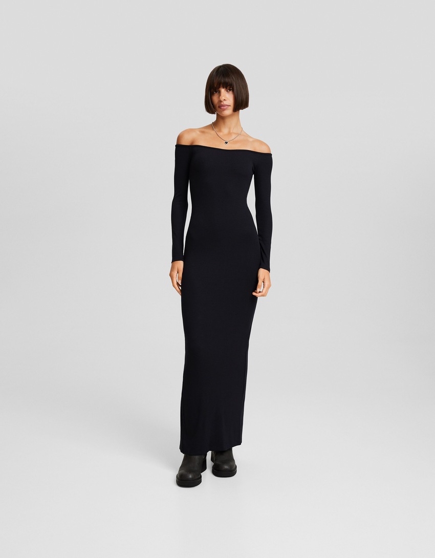 Vestido longo com mangas compridas