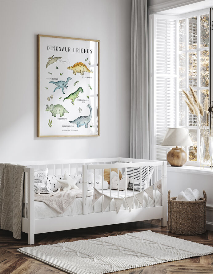 Poster & Frame Nicoline Victoria-Kids - Dinosaur friends Flerfarvet