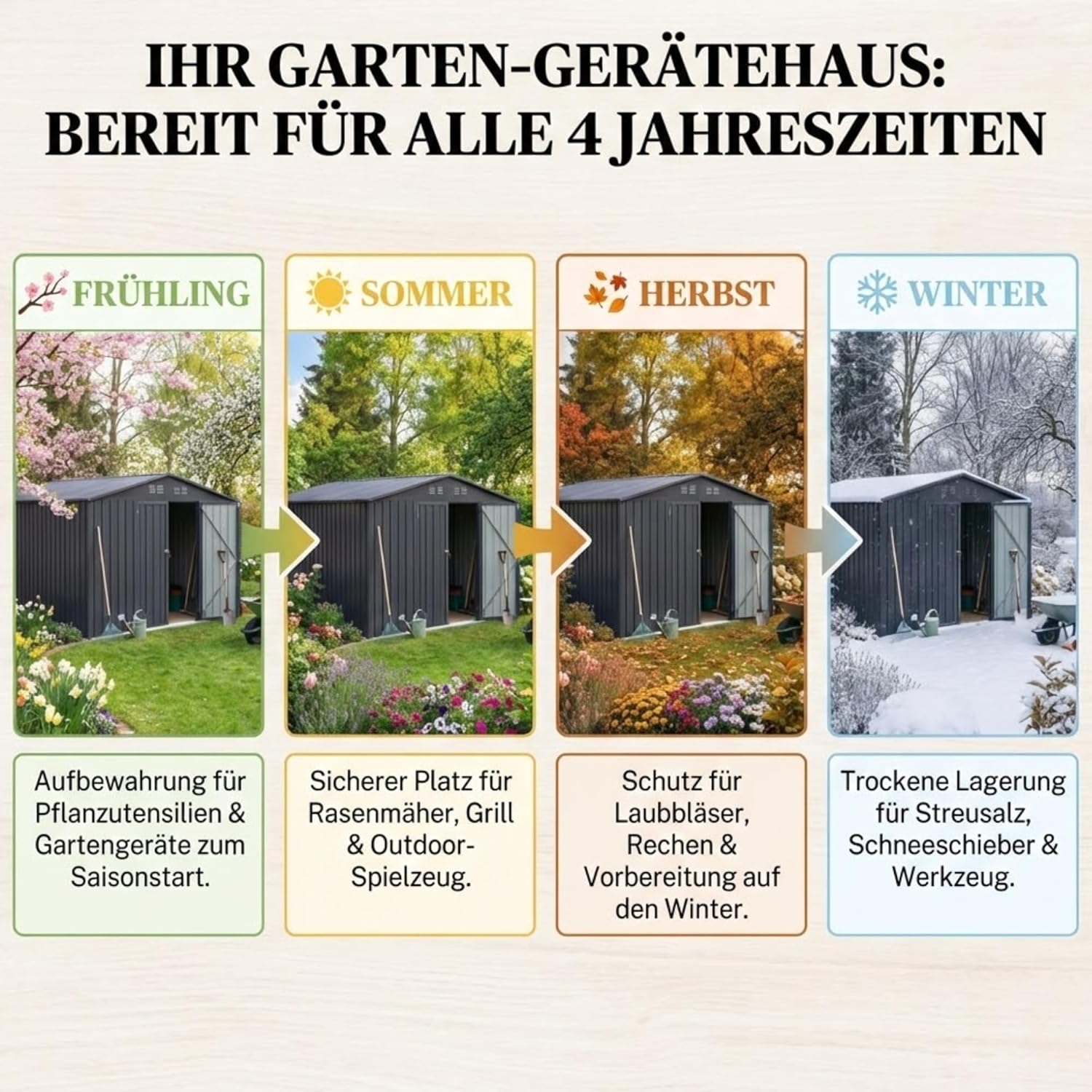 Albatros Gerätehaus 2XL | Anthrazit RAL 7016 | 259x313x192cm (15,5 m³) | abschließbar inkl. Schloss & Werkzeughaken | Gartenhaus aus verzinktem wetterfestem Metall | Geräteschuppen Gartenschrank
