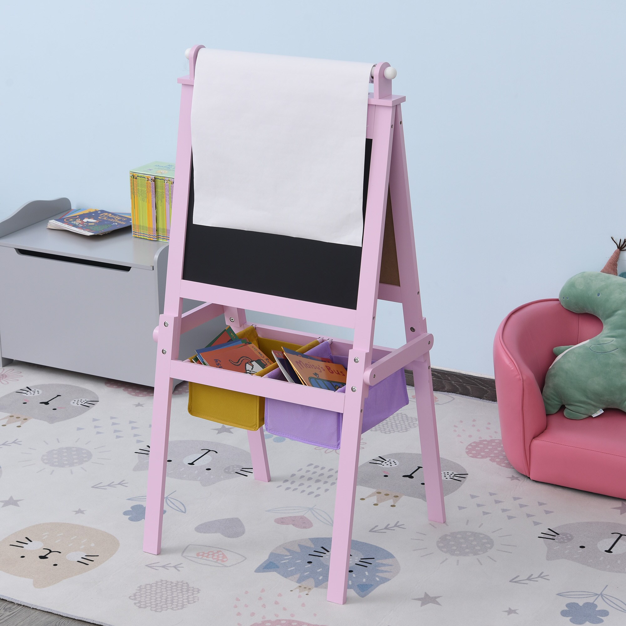 HOMCOM 3in1 Kindertafel rosa 58,5 x 50,5 x 118 cm (LxBxH)