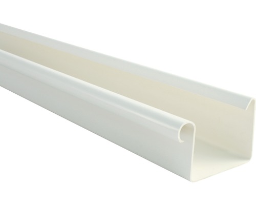 Rechthoekige kunststof bakgoot Marley, verkeerswit RAL 9016, nominale breedte 70 mm, 2000 mm
